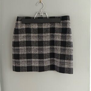 Alice + Olivia Black and White Plaid Mini Skirt